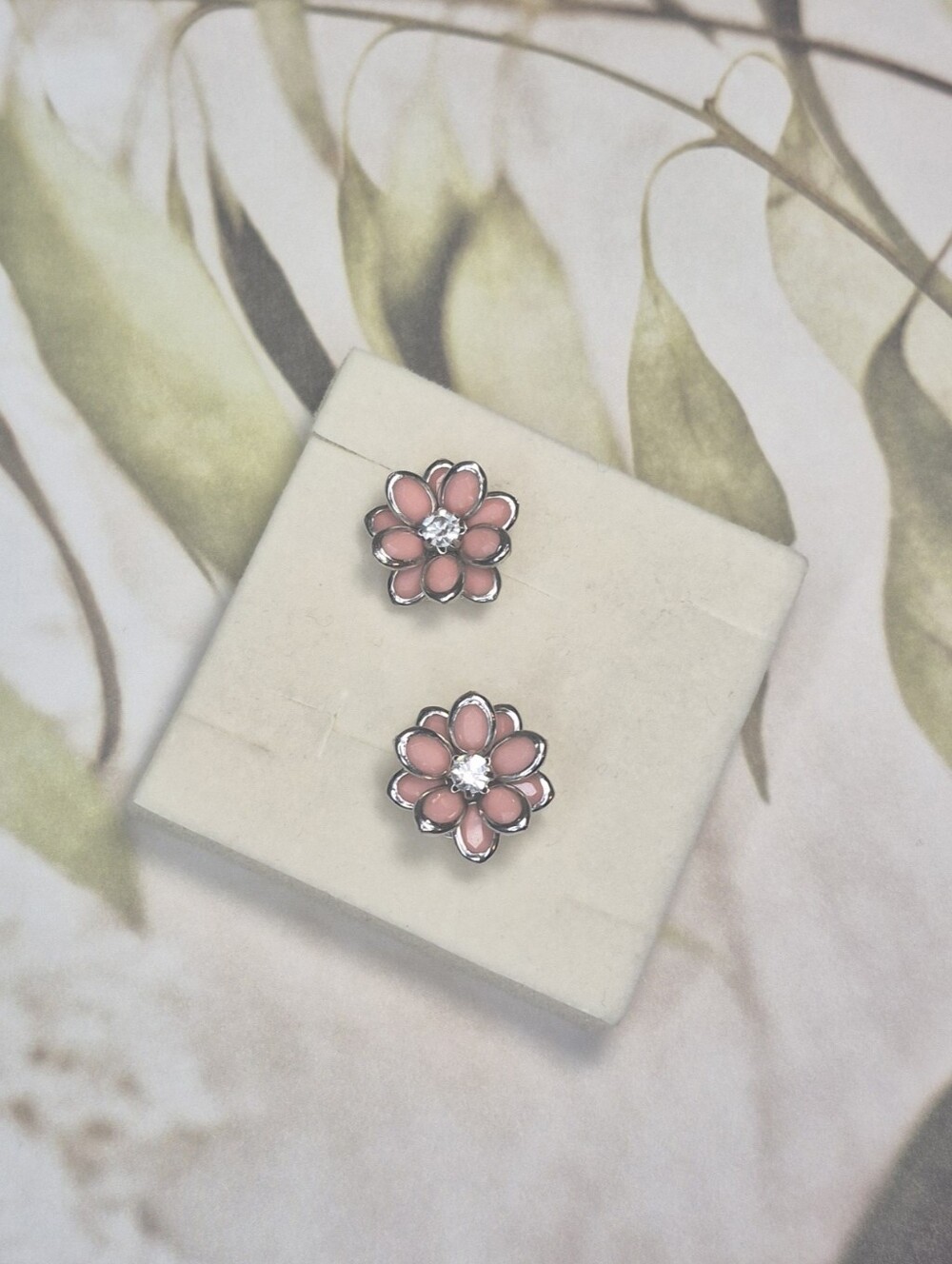 Pink Floral Petal Stud Earrings - Women's Jewelry